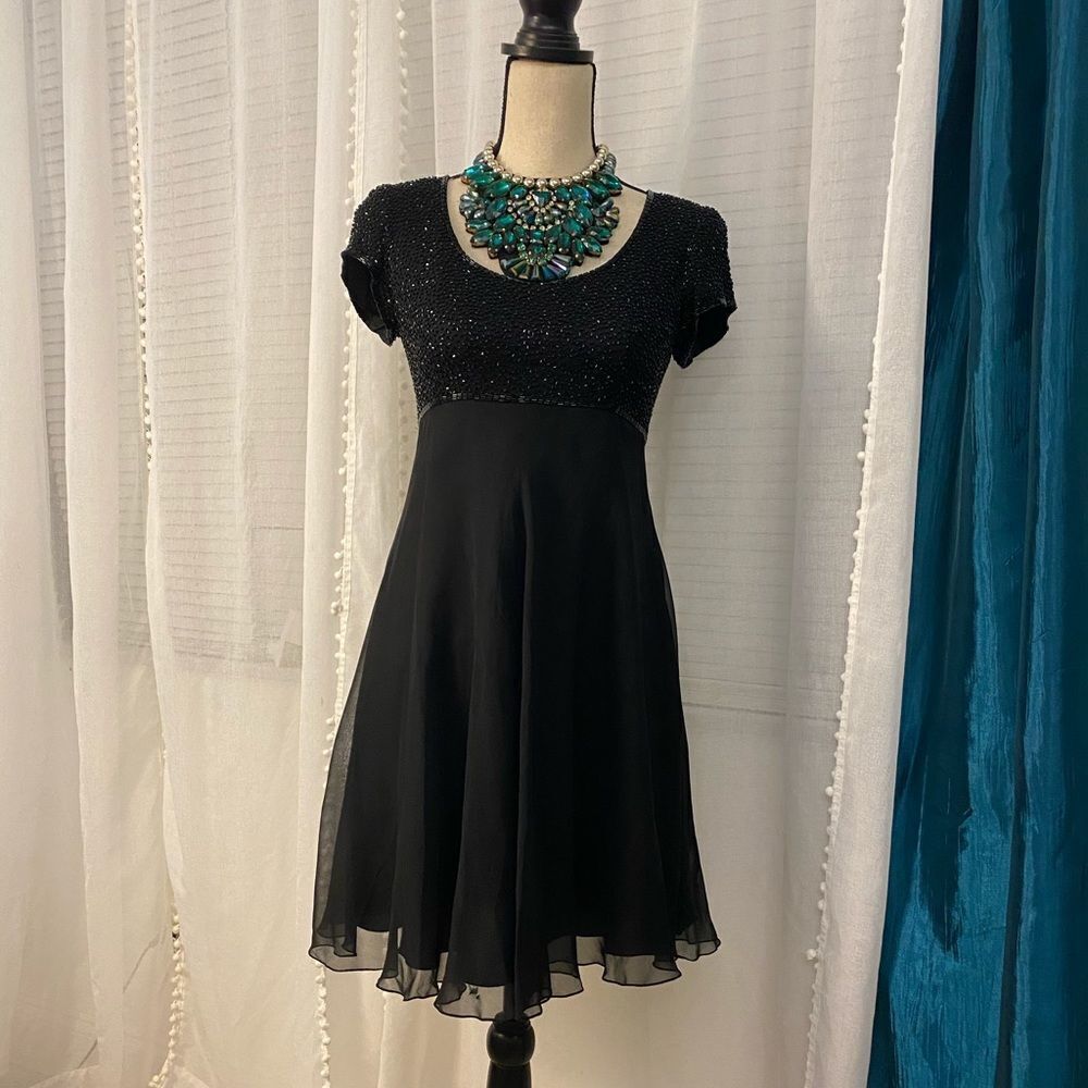 Bieff Basix 100% silk beaded dress, size 4